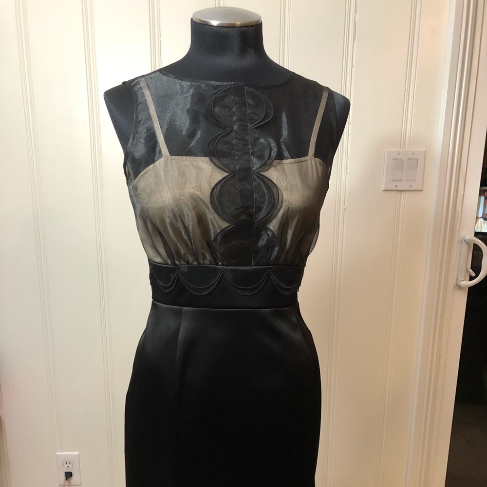 NWT Max and Cleo Black satin silhouette dress